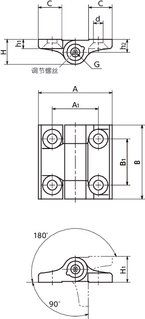 HNFA可调铰链 寸法図