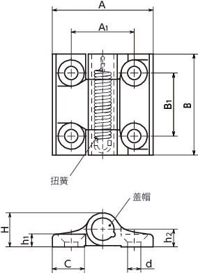 HNFR金属铰链 - 自动回位寸法図