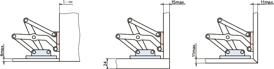 HNMHA铝制大型滑动铰链 - 180°开度