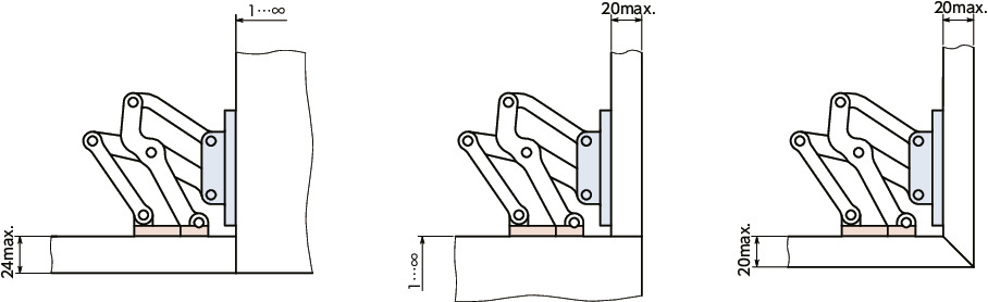 HNMMA铝制大型滑动铰链 - 120°开度