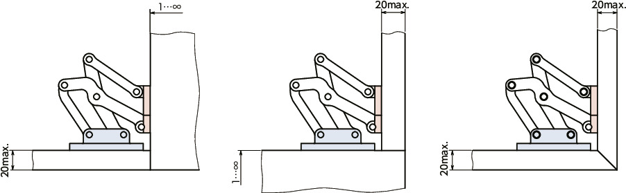 HNMMA铝制大型滑动铰链 - 120°开度