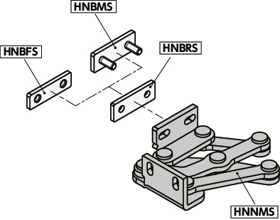 HNNMS不锈钢制大型滑动铰链 - 120°开度