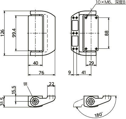HNSWS-N金属铰链（不锈钢制）寸法図