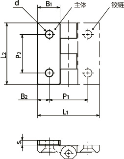 HNBRS铰链用辅助垫片 - 通孔型寸法図