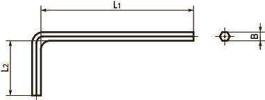 SKH(INCH)六角扳手（英制螺丝用）寸法図