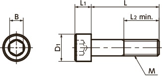 SNSS(INCH)内六角圆柱头螺栓（英制螺丝）寸法図