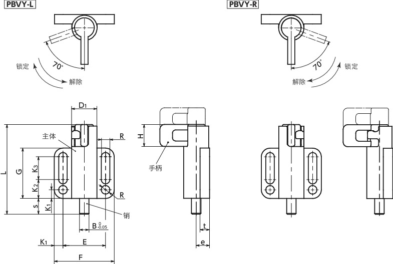 PBVY带法兰分度柱塞寸法図