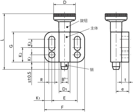 PBX带法兰分度柱塞寸法図