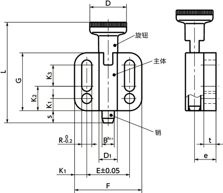 PBYS带法兰分度柱塞 - 带锁定机构寸法図