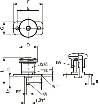 PFHXS-S带法兰分度柱塞 - 紧凑型 - 全不锈钢制寸法図