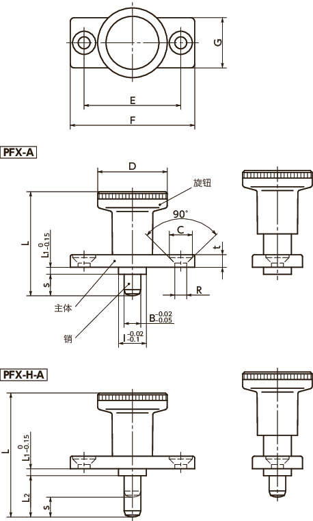 PFX带法兰分度柱塞寸法図
