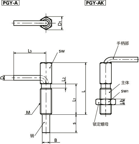 PGY分度柱塞 - 省空间型 寸法図
