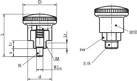 PHY分度柱塞 - 带锁定机构 - 紧凑型寸法図