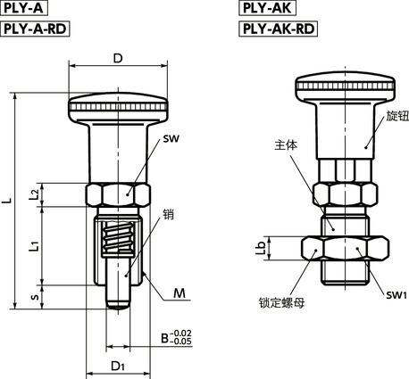 PLY分度柱塞寸法図
