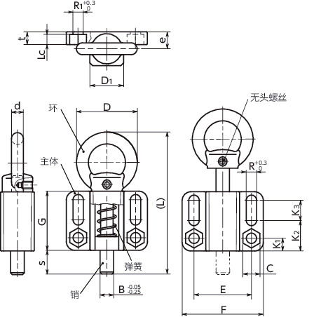 PMVXRS-A4带法兰分度柱塞 - 环型寸法図