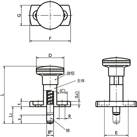 PPLY带法兰分度柱塞 - 带锁定机构 - 高精度型寸法図