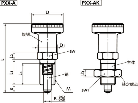 PXX分度柱塞寸法図