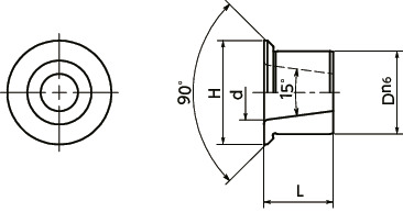 PIC-B分度柱塞用衬套 - 锥孔型 - 带法兰寸法図