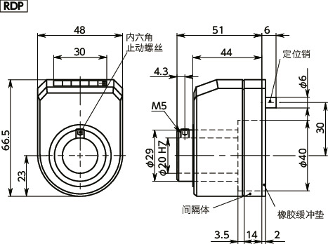 RDP数字定位指示器寸法図