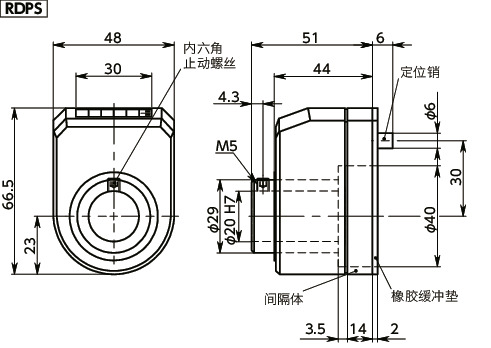 RDPS数字定位指示器 - 不锈钢轴套寸法図