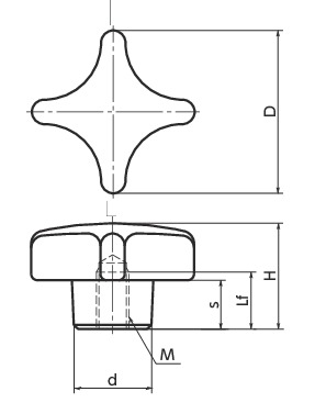 CKT十字形旋钮寸法図