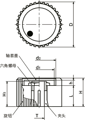 ECX-T铝合金控制旋钮 - 夹头型寸法図