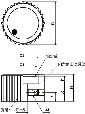 ECX铝制控制旋钮寸法図