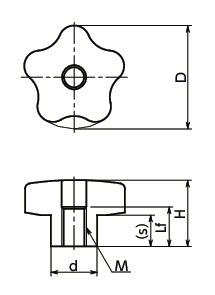 KAH-K-MT铝合金握把旋钮寸法図