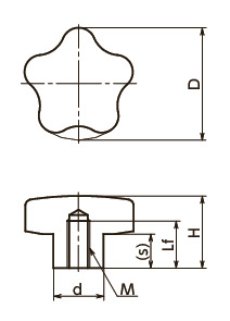 KAH-M铝合金握把旋钮寸法図