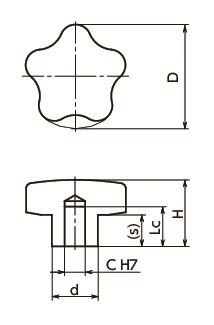 KAH-R铝合金握把旋钮寸法図
