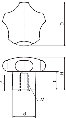 KB五角形旋钮寸法図