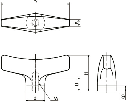 KCWFS-A4-HP翼形不锈钢旋钮寸法図