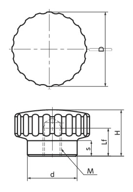 KDHFS不锈钢握把旋钮寸法図