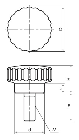 KDHMS不锈钢握把旋钮寸法図