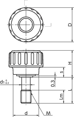 KDMS-SC防脱落凹槽旋钮寸法図