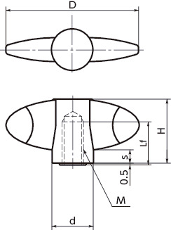 KEF翼形塑料旋钮寸法図