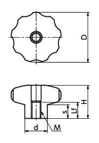 KEHS-K-HP不锈钢握把旋钮寸法図