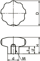 KEHS-M-HP不锈钢握把旋钮寸法図