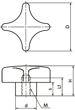 KJF-PF十字形旋钮寸法図