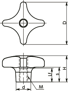 KJFA-K-MT十字形旋钮寸法図