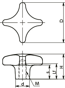KJFA-M-MT十字形旋钮寸法図