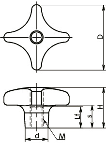 KJFS-K-A4-HP十字形旋钮寸法図