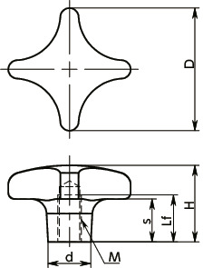 KJFS-M-A4-HP十字形旋钮寸法図