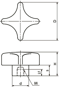 KJFS-PF十字形旋钮寸法図