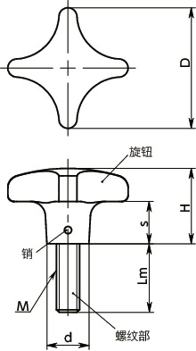 KJMA-MT十字形旋钮寸法図
