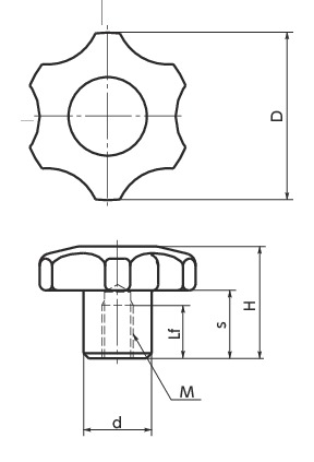 KKT六角形旋钮寸法図