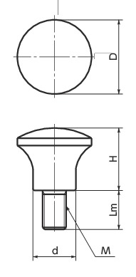 KMM蘑菇形旋钮寸法図