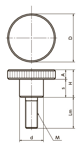 KNM滚花旋钮寸法図