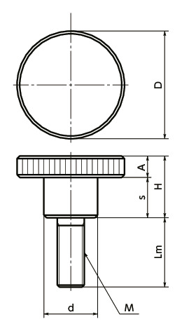 KNML滚花旋钮 - 相当于SUS316L寸法図