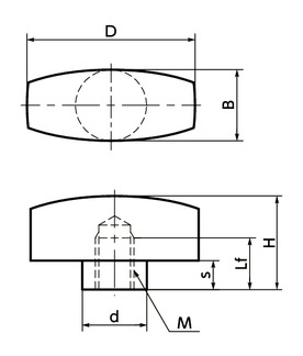 KNWFS-A4翼形不锈钢旋钮寸法図